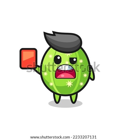cactus cute mascot as referee giving a red card , cute style design for t shirt, sticker, logo element