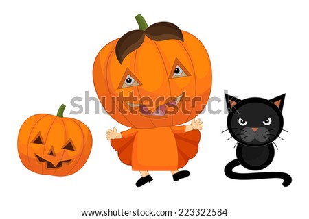 Cartoon halloween child - illustration for the children