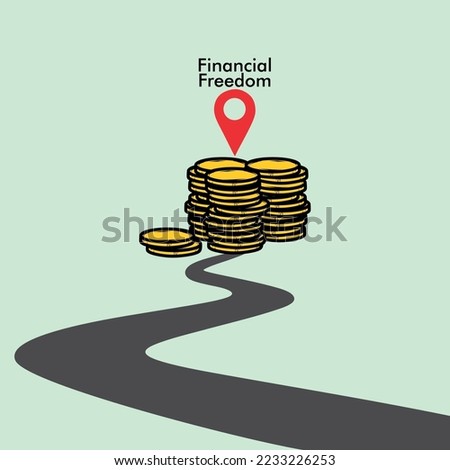 coin and road vector design, suitable use as icon, symbol or element design to describe road to financial freedom
