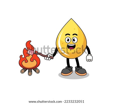 Illustration of honey drop burning a marshmallow , character design
