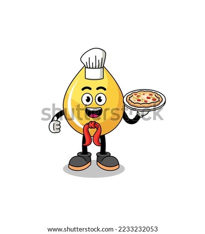 Illustration of honey drop as an italian chef , character design