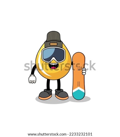 Mascot cartoon of honey drop snowboard player , character design