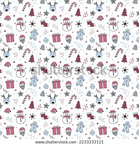 Christmas background with decorations. Xmas seamless wallpaper. Vector