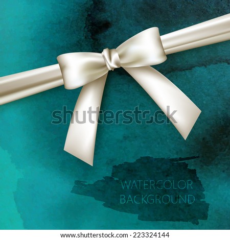 vector abstract watercolor background with white bow and ribbon for your design