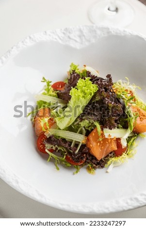 a delicious salad in a restaurant
