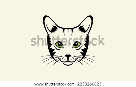 line art cat logo template
