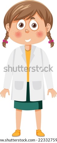 Scientist girl wearing lab coat illustration