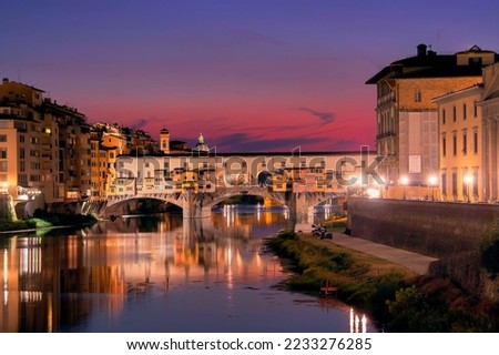 Sunset view of Florence's Ponte Vecchio Royalty-Free Stock Photo #2233276285