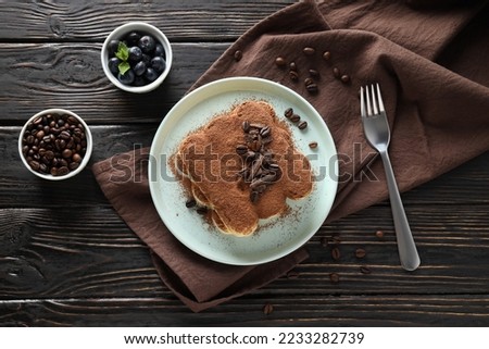 Concept of sweet food, Tiramisu cake, top view Royalty-Free Stock Photo #2233282739