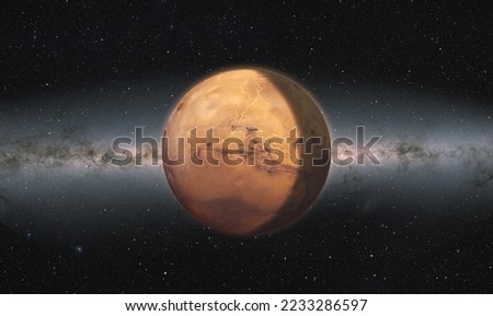 Planet Mars with stars in deep space" Elements of this Image Furnished By Nasa"