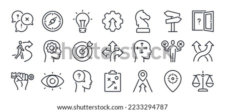 Decision making, uncertainty, strategy, vision and career path editable stroke outline icon isolated on white background flat vector illustration. Pixel perfect. 64 x 64. Royalty-Free Stock Photo #2233294787