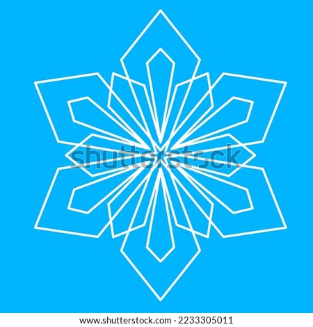 Snowflake icon, Christmas decoration. Ice snowflake, symmetrical star mandala illustration
