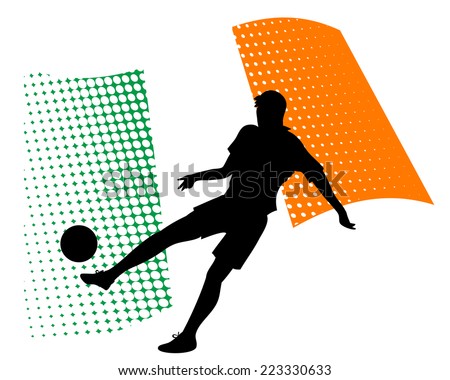 vector illustration of ecuador soccer player silhouette against national flag isolated on white
