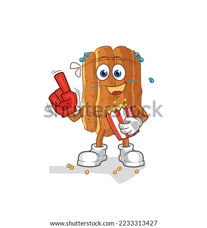 the cinnamon fan with popcorn illustration. character vector