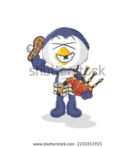 the penguin scottish with bagpipes vector. cartoon character