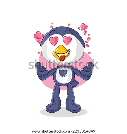 the penguin fallin love vector. cartoon character
