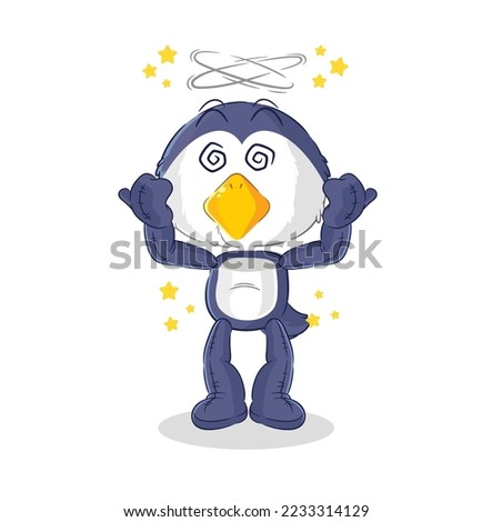 the penguin dizzy head mascot. cartoon vector