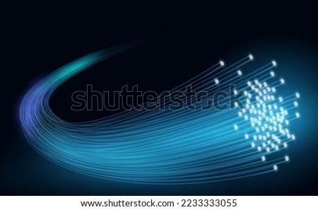 Optical fiber communication. Vector illustration of optical fiber with digital information flow. Sketch for creativity. Royalty-Free Stock Photo #2233333055