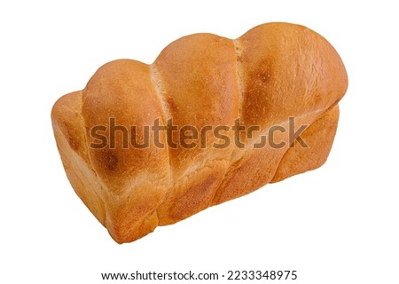 Baked block bread isolated on white background