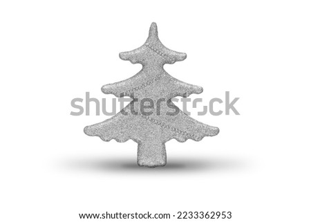 Silver Christmas tree on a white background. Isolate.