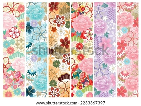 Gorgeous Japanese kimono lines set Royalty-Free Stock Photo #2233367397