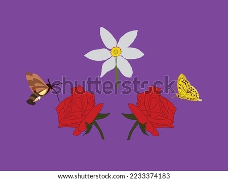 Beautiful butterfly and flowers vector avatar image. This is an editable and printable file. You can change color and size with this eps file.