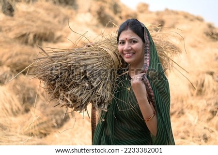 Portrait of an Indian farmer doing harvesting at agriculture field