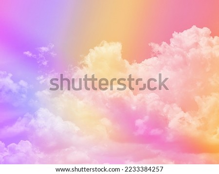 beauty sweet pastel violet orange  colorful with fluffy clouds on sky. multi color rainbow image. abstract fantasy growing light