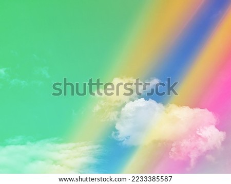 beauty sweet pastel yellow green  colorful with fluffy clouds on sky. multi color rainbow image. abstract fantasy growing light