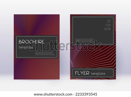 Black cover design template set. Orange abstract lines on wine red background. Amazing cover design. Extra catalog, poster, book template etc.