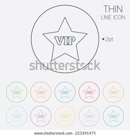 Vip sign icon. Membership symbol. Very important person. Thin line circle web icons with outline. Vector