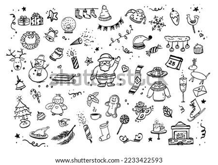 Cute Christmas objects party illustration background