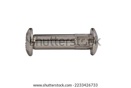 Steel screws, chrome-plated metal screws in various lengths and thicknesses. On a white background. Isolates