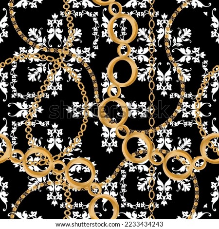 Seamless pattern decorated with chains and pearls.
