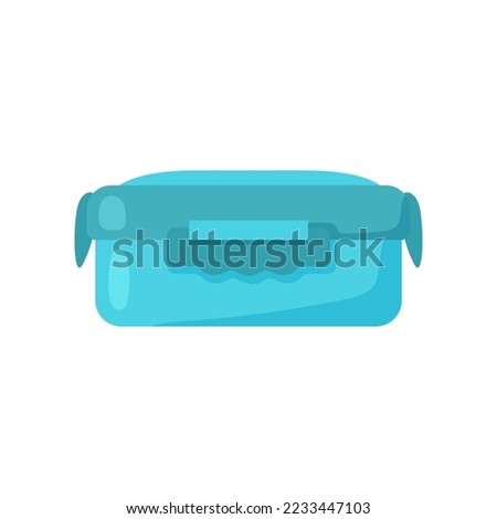 Blue plastic lunchbox for snack or meal vector illustration. Reusable container with lid for lunch at school or office on white background. Lunch break, food concept Royalty-Free Stock Photo #2233447103
