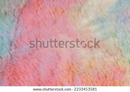 Multicolored fur texture. Faux fur for sewing	
