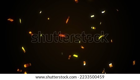 Image of confetti falling over black background. Global party and digital interface concept digitally generated image. Royalty-Free Stock Photo #2233500459