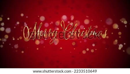 Image of falling confetti and merry christmas text over black background. Christmas tradition and celebration concept digital generated image.