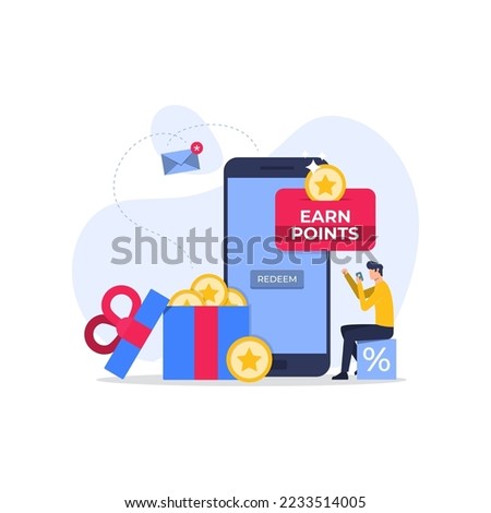 Earn points concept for loyal customers, Loyalty program and get rewards, Suitable for web landing page, ui, mobile app, banner template Royalty-Free Stock Photo #2233514005