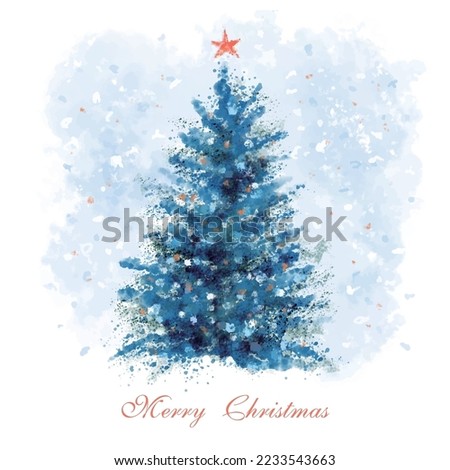 Watercolor style hand painting Christmas tree illustration, Christmas clip art