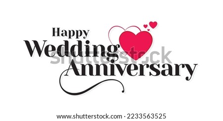 Wedding Anniversary Wishing Greeting Card Design. Conceptual Creative Card for Marriage Anniversary. Editable Illustration. Royalty-Free Stock Photo #2233563525