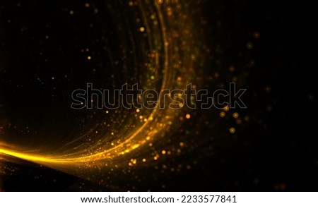 wave of golden particles trail lights background design Royalty-Free Stock Photo #2233577841