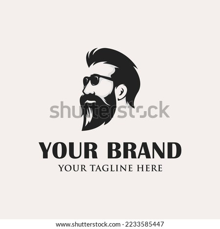 Cool man beard logo design vector