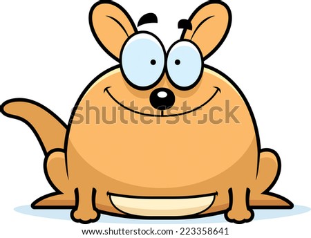 A cartoon illustration of a little kangaroo smiling.