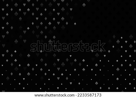 Dark silver, gray vector template with poker symbols. Blurred decorative design of hearts, spades, clubs, diamonds. Design for ad, poster, banner of gambling websites.