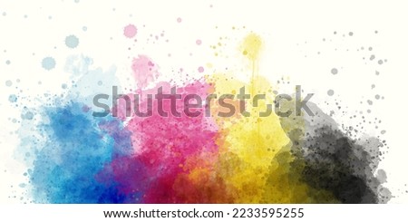 CMYK cyan magenta yellow key paint background color print concept isolated on white - print concept Royalty-Free Stock Photo #2233595255