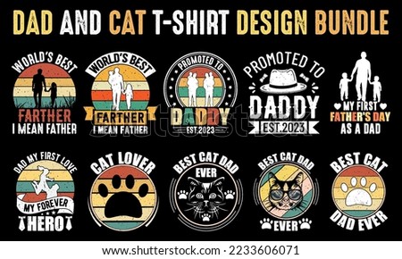 Dad and cat T-shirt design Bundle, Cat Dad T-Shirt Design set