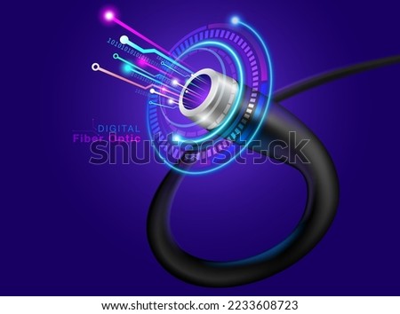 Fiber optic cable in digital abstract design style. The future of high-speed digital cable. Realistic vector file Royalty-Free Stock Photo #2233608723