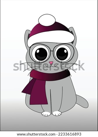 Cute young cat clip art in doodle style