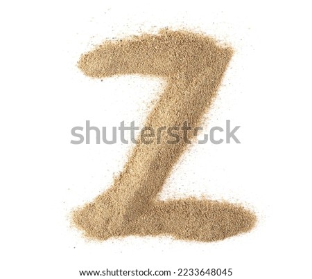 Sand alphabet letter Z, isolated on white, clipping path